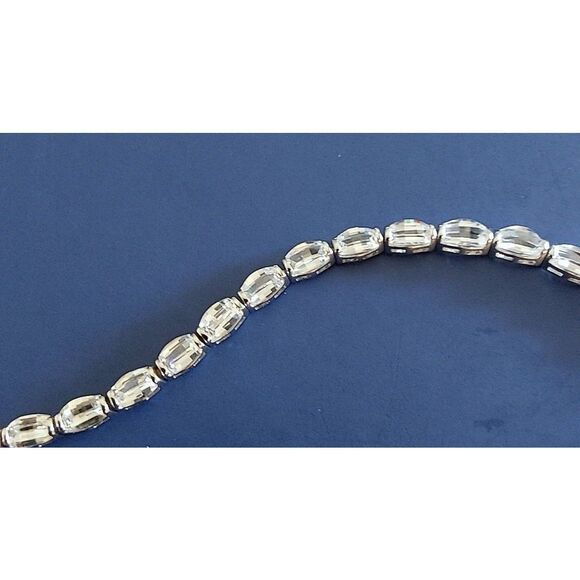Gorgeous 21 Ct. Oval Mirror Checkerboard Cut Lab White Sapphire Link Bracelet - Picture 4 of 8